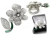 51ftEcBTAqL. SL160  Beautiful XX Large Sex and the City Inspired ICE Crystal Rose Flower Ring Stretchy Band ~ Fits ANYONE ~ Spans 2 Fingers  ! Comes in Velvet Gift Box
