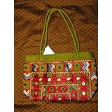 Boho Banjara Totes Gypsy Golden Green Sari Tapestry Handbag Purse