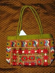 Boho Banjara Totes Gypsy Golden Green Sari Tapestry Handbag Purse