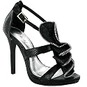 H3 Ladies Black Strappy High Heel Shoes Sizes 3-8