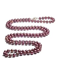 Blue Pearls - 36 in. Cranberry Red Pearl Necklace - BPS 0004 L