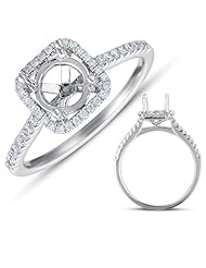 14K White Gold 0.21cttw Round Diamond Semi Mount Engagement Ring
