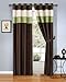 MODERN SAGE GREEN/BROWN/BEIGE Faux Silk Taffeta Grommet Window Curtain/Drape Set 54-by-84-Inch