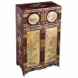 Handmade Asian Furniture - 43" Antique Style Gold & Red "Four Seasons" Wood Storage Cabinet