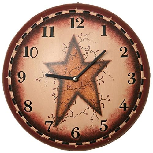 Your Hearts Delight Primitive Star Wall Clock 11-1/4-Inch