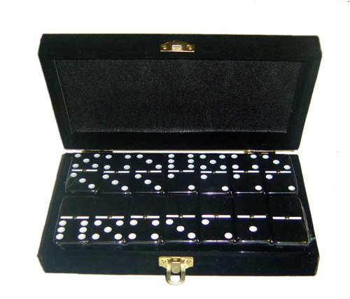 Childrens Toyshop  Toys : Domino Double 6 Black Tiles Jumbo Tournament Size w/Spinners