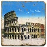 Carrelage en marbre, motif Rome antique B, finition antique, illet pour l'accroche, pieds antidérapants, dimensions: L 20 x l 20 x h 1 cm
