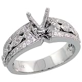 14k White Gold Semi-Mount Diamond Ring, w/ 0.63 Carat Brilliant Cut Diamonds, 1/4 (6mm) wide