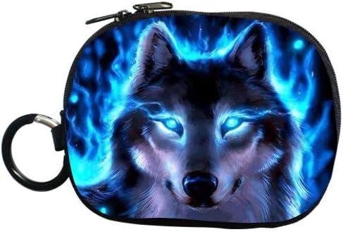 Generic Personalized Luminous Wolf Cool Blue Flame for Coin Purse (Two Side)