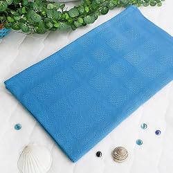 [Deep Sky Blue] 100% Cotton Jacquard Weave Throw Blanket (50 by 59.8 inches)