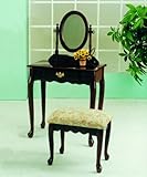 New Cherry finish wood vanity makeup table set W/ bench