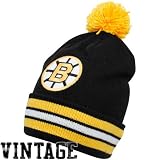 Mitchell & Ness Boston Bruins Black Vintage Jersey Stripe Cuffed Knit Beanie