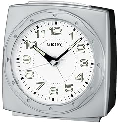 Seiko Bedside Alarm Clock Silver-Tone Metallic Case