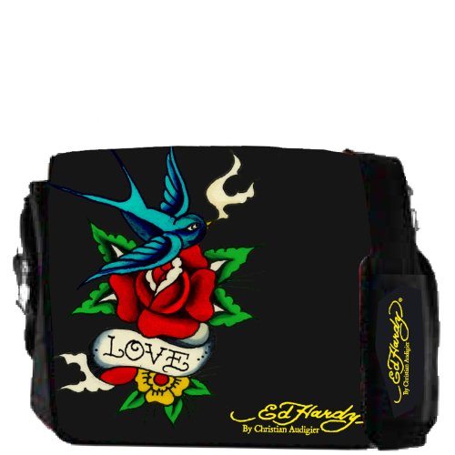 ED HARDY B3LEOBFL Leo Bird Flower Messenger Bag