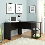 Altra Dakota L-Shaped Desk with Bookshelves, Dark Russet Cherry