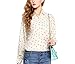 Promithi Womens Long Sleeve Lip Printing Lapel Chiffon Shirt Bottom Shirt