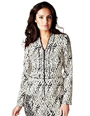 Per Una Speziale Cotton Rich Abstract Feather Print Jacket