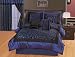 7pc Blue / Black Zebra Faux Silk Flock Printing Comforter Set Bedding-in-a-bag, Queen 7pc Blue / Black Zebra Faux Silk Flock Printing Comforter Set Bedding-in-a-bag, Queen