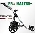 PROMASTER PLUS LIGHTWEIGHT DIGITAL FOLDING ELECTRIC GOLF TROLLEY CART CADDY WITH 36 HOLE BATTERY
