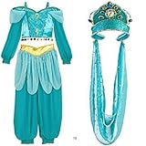 IMAGE OF Disney Store Princess Jasmine Costume Dress sz Large L (10) , Veil / Crown , Jewelry (Necklace & Earings) for 8 - 9 years