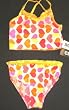 Girls 2 PC Ruffle Trim - Yellow/Orange/Pink Hearts