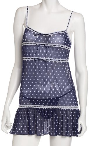 Rampage Women's Dot Printed Chemise With Thong