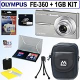 Olympus FE360 8MP Digital Camera (Silver) + 1GB Accessory Kit