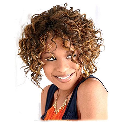 B-G Fashion Human Hair Wigs Short Curly Wigs for Black Women with Wig Cap WIG057