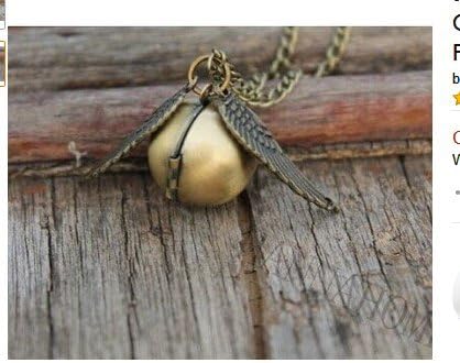 the Golden Snitch Harry Potter Spherical Pair of Wings Golden Necklace Beads Locket Photo Frame Pendant Fashion