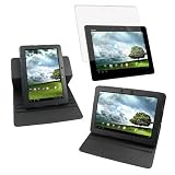 WOWparts 360 Degree Rotary Stand Leather Case + Anti-glare Screen Protector for ASUS Eee Pad Transformer Prime TF201