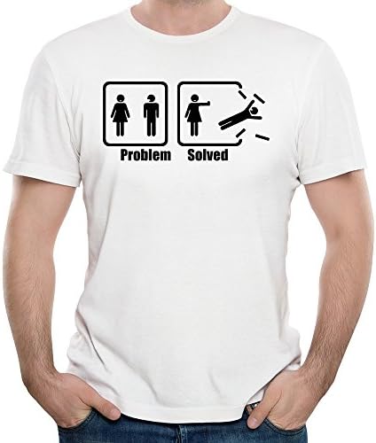 Men's White Problem Solved Funny Graphic Popular Tshirt