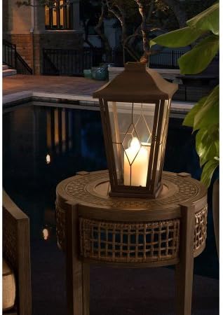 Sunjoy 110601004 Large Metal and Glass Carriage Lantern, Antique Bronze Finish, 17" |