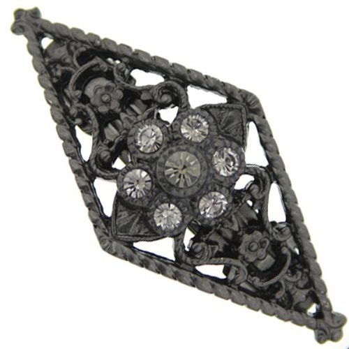 1928 Jewelry Boutique Ebony Black Diamond Gates Hair Barrette Picture