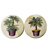 Potted Palms Assorted Round Stone Coaster Set