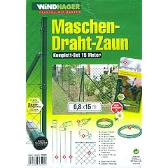Windhager Maschendrahtzaun Komplett-Set 0,8m x 15,0m Maschen Draht Zaun Gartenzaun Garten Zaun 902