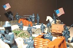 72 Piece Civil War Plastic Army Men Play Set ~ 52mm Union and Confederate Figures, Bridge, Horses, Canon, More!