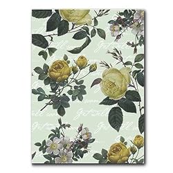 Yellow Redoute Rose Collage with Green "Get Well" - 5" x 7" Vellum Overlay Greeting Card