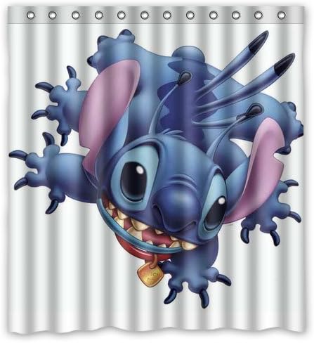 New Arrival Shower Curtain Print Cute Cartoon Lilo and stitch ohana Bath Curtain Standard Size 66