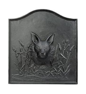 Fox Cast Iron Fireplace Fireback In Matte Black Finish
