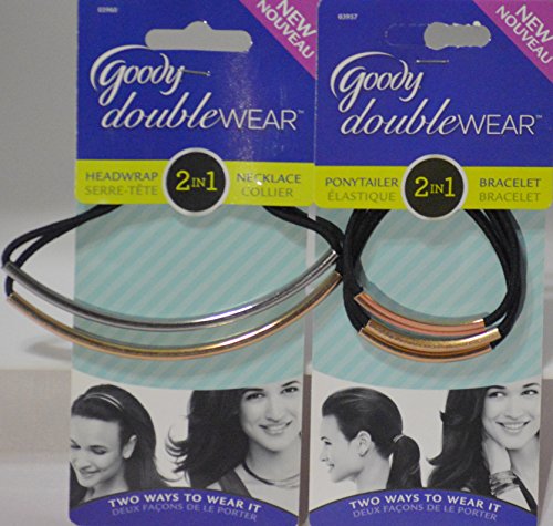 Goody Double Wear Head Wrap and Ponytailed Duo ! (Black) Pack of 2