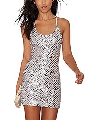 Sexy Geometric Print Glittering Embroidered Backless Sequined Bodycon Dress/Club Dress/Party Dress/Wedding Dress 