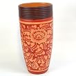 Handmade Decorative Ceramic Flower / Bud Vase With Striking Red Floral Designs