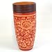 Handmade Decorative Ceramic Flower / Bud Vase With Striking Red Floral Designs