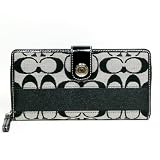 [COACH]コーチ 財布 新作 シグネチャー アコーディオンジップ ストライプ 長財布 COACH 42628SBWBK ［並行輸入品］