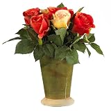 Roses Silk Flower Arrangement w / Ceramic Vase - B00346HVR2
