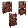Espresso Shelves with Rattan Basket Collection