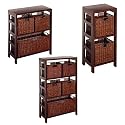 Espresso Shelves with Rattan Basket Collection