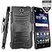 ZTE Sonata 3 Case With Tempered Glass Screen Protector,IDEA LINE(TM)Heavy Duty Armor Shock Proof Dual Layer Holster Locking Belt Swivel Clip with Kick Stand + Stylus Pen(Black/Black)