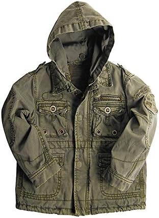 Alpha Industries Boys Olive Mini McGyver Hooded Cotton Jacket - YL