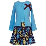 Rare Editions LITTLE GIRLS 4-6X 2-Piece TURQUOISE-BLUE BROWN GREEN BUTTERFLY DROP WAIST Special Occasion Girl Party Dress/Cardigan Jacket Set